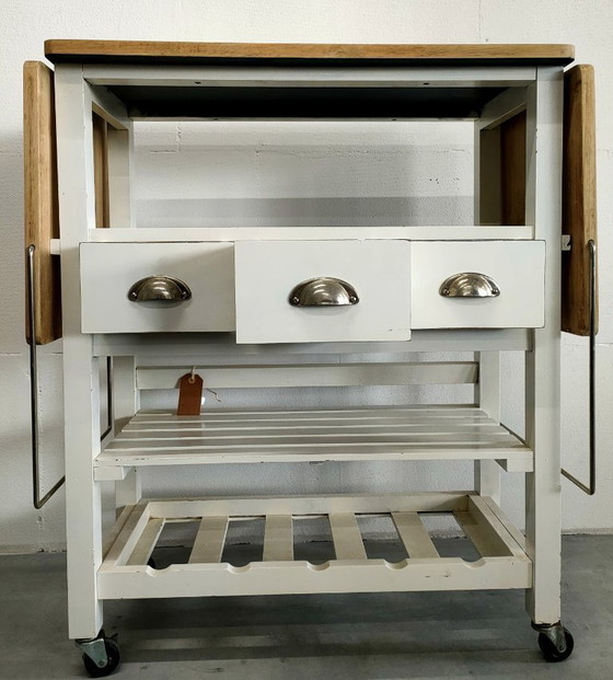 Image 1 of Carrello da cucina retrò, tavolo da lavoro da cucina "a doppia ala"