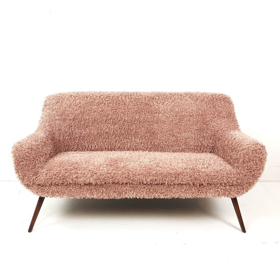 Image 1 of Vintage bank nieuw gestoffeerd roze doodle bank