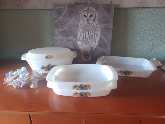 Image 1 of Vintage Arcopal France Oven Dish with Lid "Fruits de France