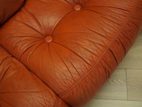 Image 1 of Red leather sofa, Italian design, 1970s, manufacturer: PelleRossi