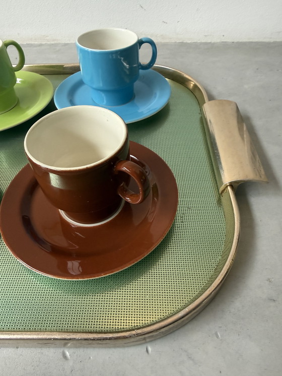 Image 1 of Vintage Kaymet Tray – Forest Green & Gold