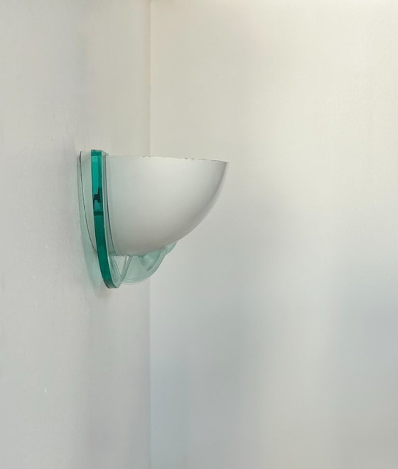 Image 1 of Coppia di applique postmoderniste in metallo bianco e perspex, Francia 1980