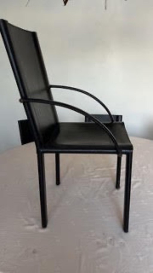 Sedie di design in pelle con braccioli Matteo Grassi - 8 pezzi