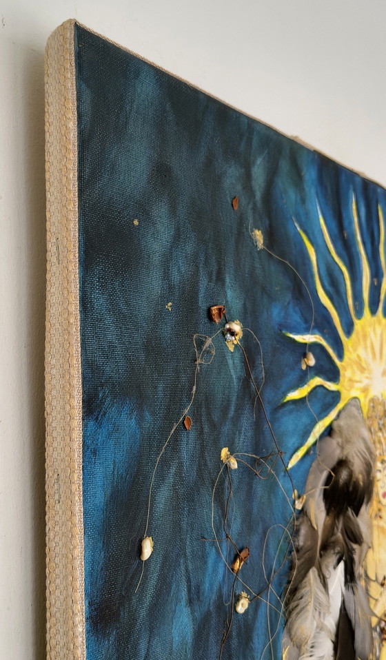 Image 1 of Archangel, handmade artwork with mixed media.