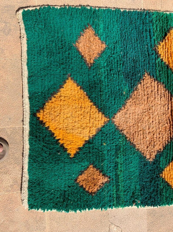 Handgeknüpfter Boujaad-Teppich – Marokkanischer Wollteppich, abstraktes Berber-Design, geometrische (photo 5 of 12)