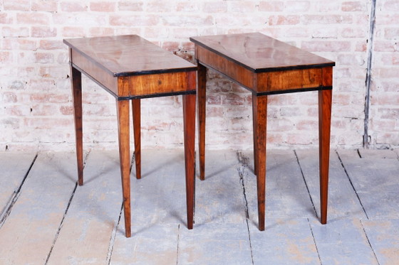 Een paar gerestaureerde Empire bijzettafels, van taxushout, gerestaureerd Pools, Oostenrijk, jaren 1820 – Wood (photo 8 of 9)