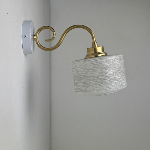 PAR DE APLICADORES DE PARED VINTAGE DE GRANITO Y CRISTAL