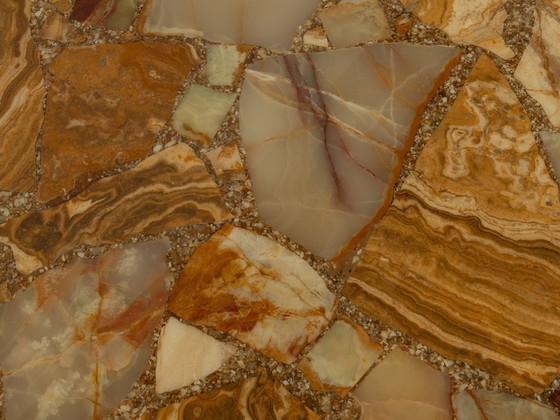 Image 1 of Mesa de mármol ónix con patas redondas de acero