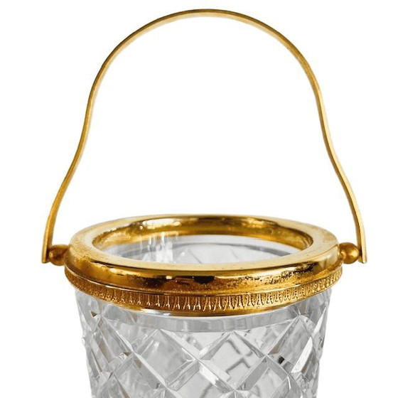 Image 1 of Mid-century crystal ice bucket, 24k gold plated, 1950s