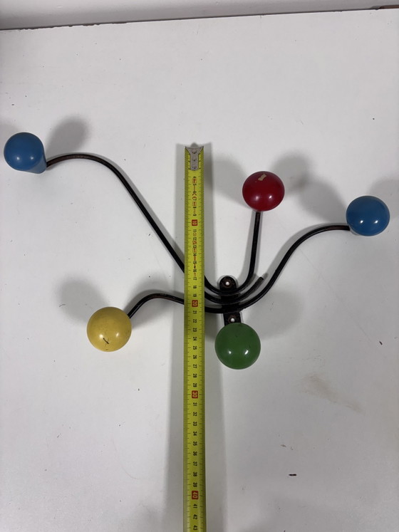 Originele Vintage Atomic Roger Feraud 'Clé de Sol' Wandkapstok – Jaren 50 Frankrijk – Kapstokken, Metal, Wood (photo 8 of 11)