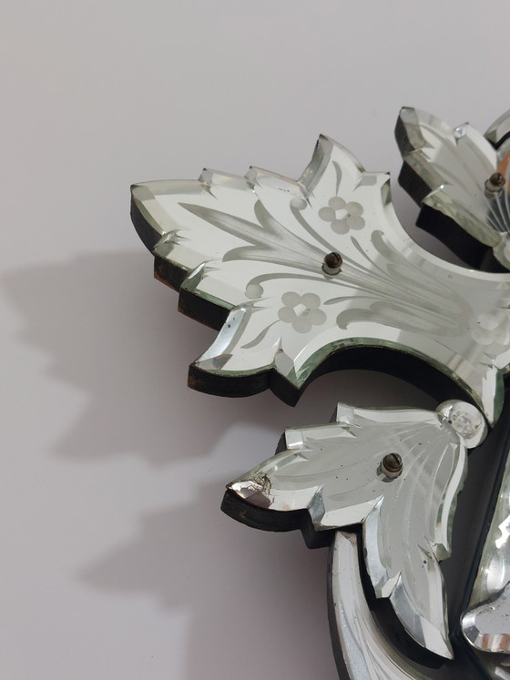 Image 1 of Antique handmade Venetian wall mirror, Murano glass, cut and engraved