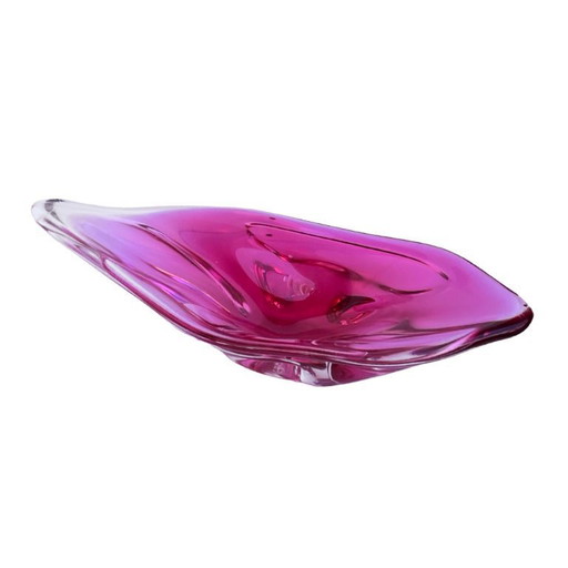 Plat rose, conçu par J. Hospodka, Chribska Sklarna, Tchécoslovaquie, années 1960.