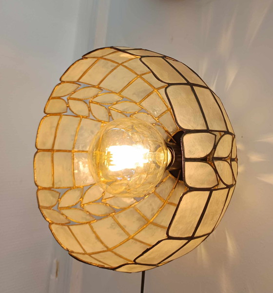 Image 1 of Art Deco Wandleuchte aus Perlmutt Weizenähren