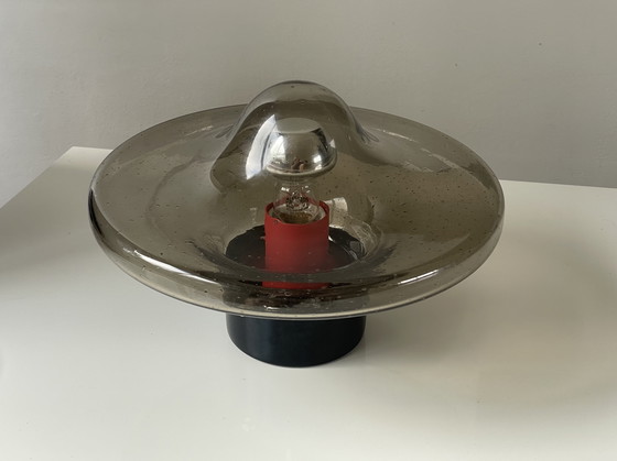 Image 1 of Vintage Space Age UFO Bubble Glass/ Smoke Glass Ceiling Lamp