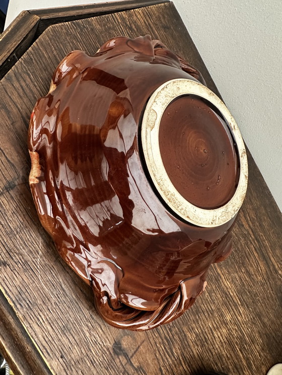 Image 1 of Coupe à fruits- Centre de table vintage céramique émaillée attribuée Vallauris 