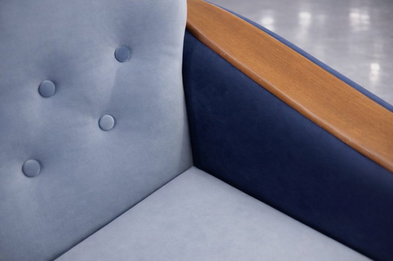 Image 1 of Vintage Mid-Century Scandinavian Modern Blue Velvet Living Room Set by Holm Fabriker AB, Set of 2, 1960s