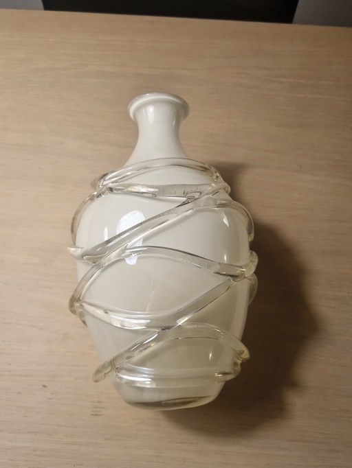 Milky white glass vase