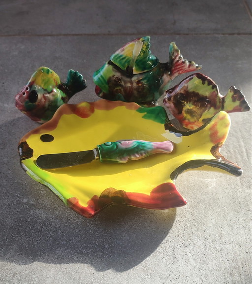 Vallauris ceramic condiment set