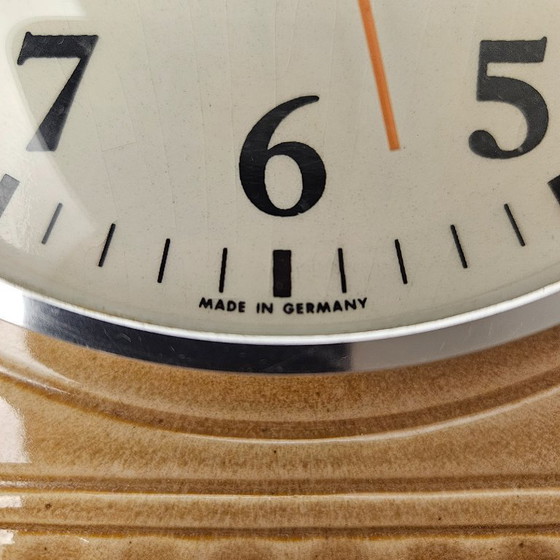 Image 1 of Mid-century Modern Ceramic Wall Clock | Vintage Kitchen Clock | Made in Germany By ALFA Keramik | From the 1970s