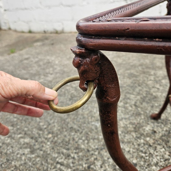 Image 1 of Tavolino da caffè francese d'epoca in ferro e vetro - Tavolino da cocktail - Tavolino da salotto - Anni '80