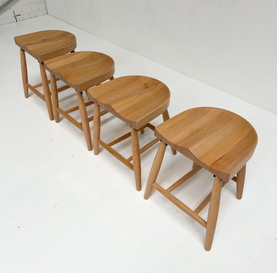 Image 1 of Set of 4 solid wood design stools, after 2000