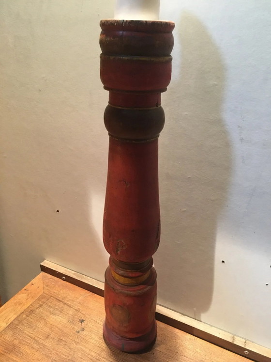 Portacandele indiano in teak dipinto e patinato – Legno (photo 2 of 12)