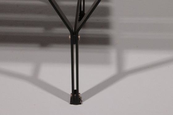 Image 1 of Elegante banco italiano de mediados de siglo en madera y metal negro, años 60, estilo Ico Parisi