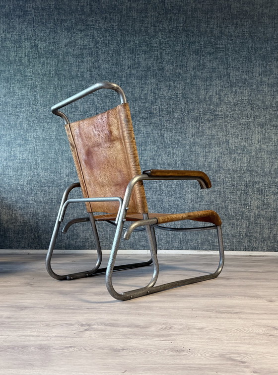 Image 1 of Vroege Bauhaus fauteuil met hoge rugleuning Veha, Den Haag, jaren 30