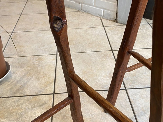 Image 1 of Set di 3 sgabelli alti da bar in legno massello, realizzati artigianalmente, 50