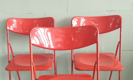 Image 1 of Ikea Folding chairs Type Ted by Niels Gammelgaard, Red