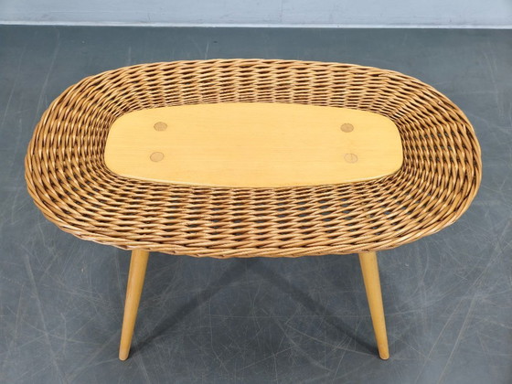 Image 1 of ULUV Rattan Coffee Table by Jan Kalous, Czechoslovakia, 1970s