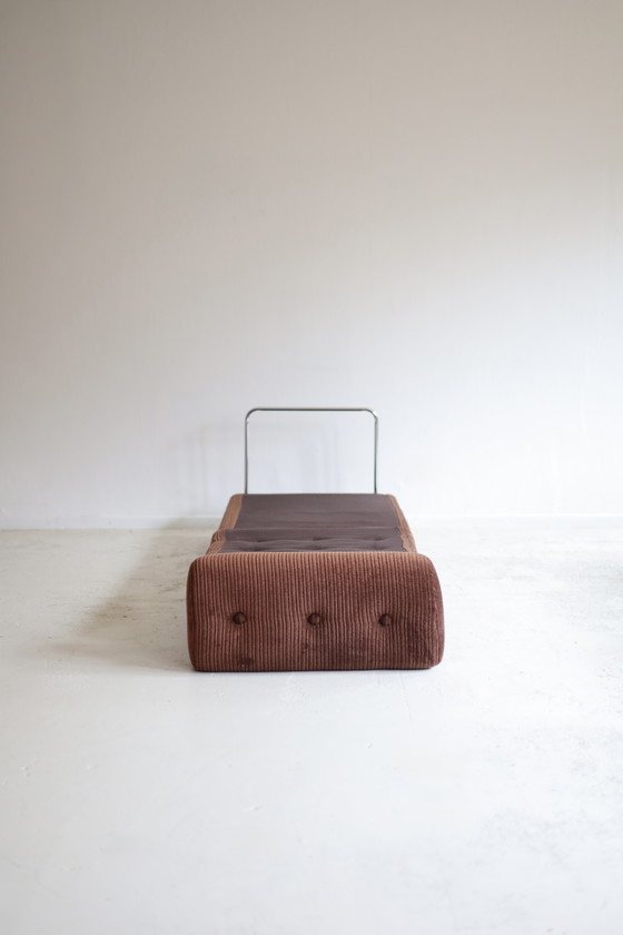 Image 1 of Set of 2 brown ribbed fabric sleeping armchairs, 1970s