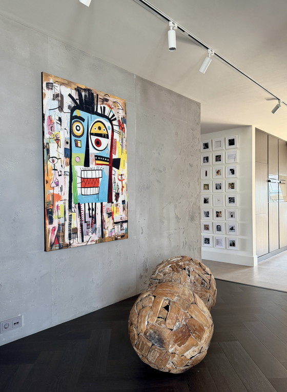 Image 1 of Estampe sur velours (d'après Basquiat) 140 x 90 cm