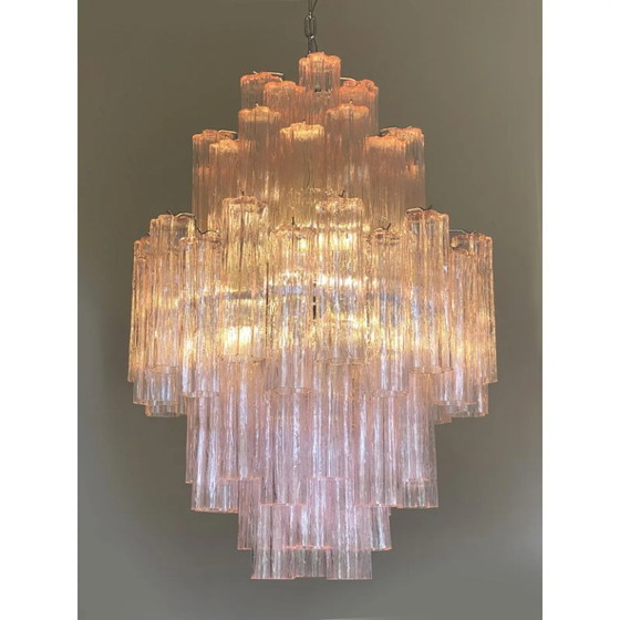 Image 1 of Lustre contemporain en verre de Murano rose « Tronchi »