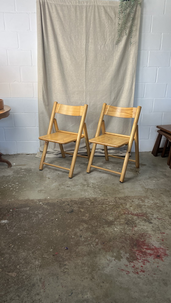 Image 1 of 2X Vintage Beech Folding Chair