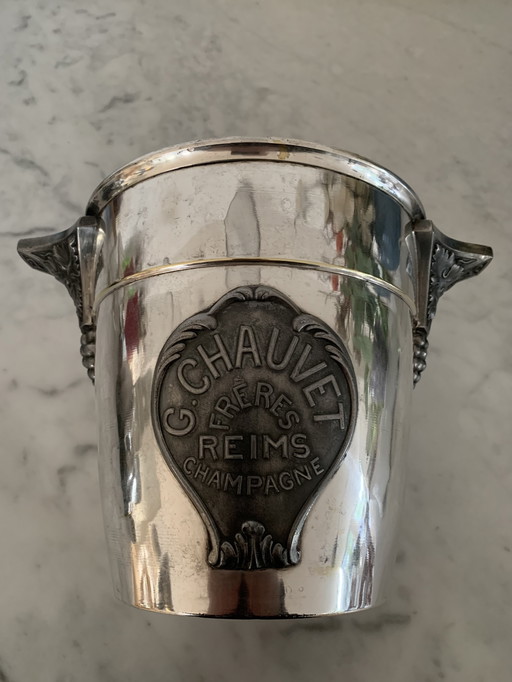 Antico refrigeratore per champagne G Chauvet freres placcato in argento