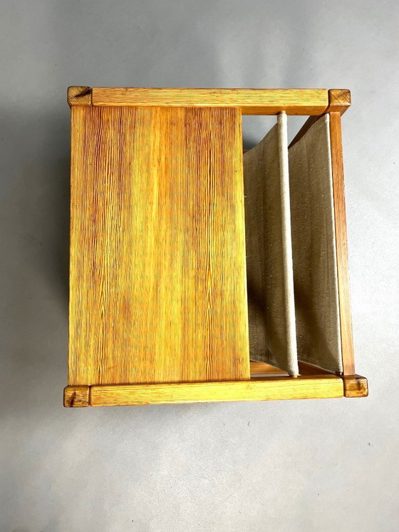 Image 1 of Safari-Couchtisch mit Zeitschriftenablage aus Leinen, von Karin Mobring für Ikea, 1970er Jahre.