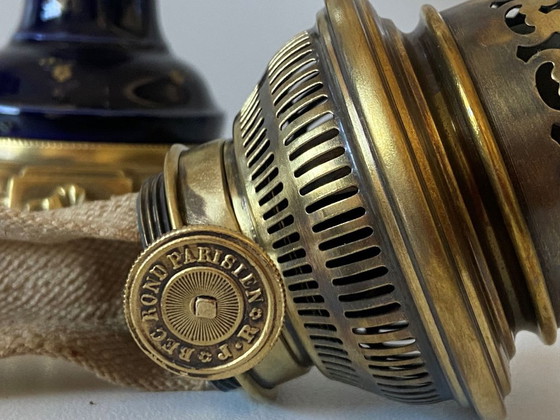 Image 1 of Lámpara de aceite francesa antigua, finales del siglo XIX, Jean Ristelhueber, París, bronce