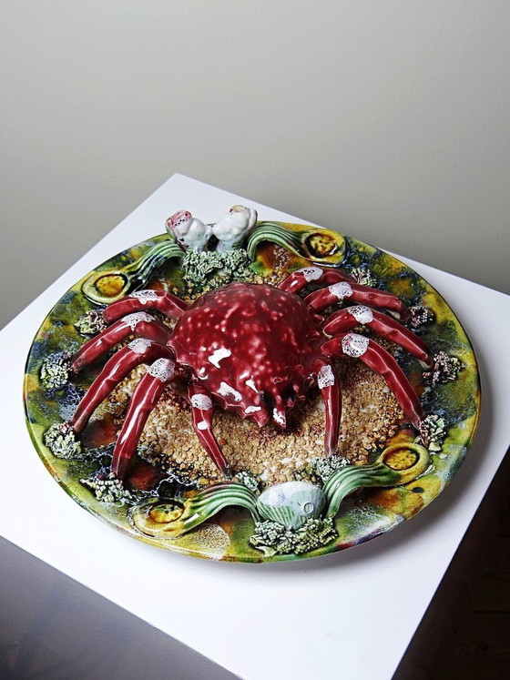 Image 1 of Trompe-l’oeil crab slushie plate Caldas da Rainha Portugal vintage