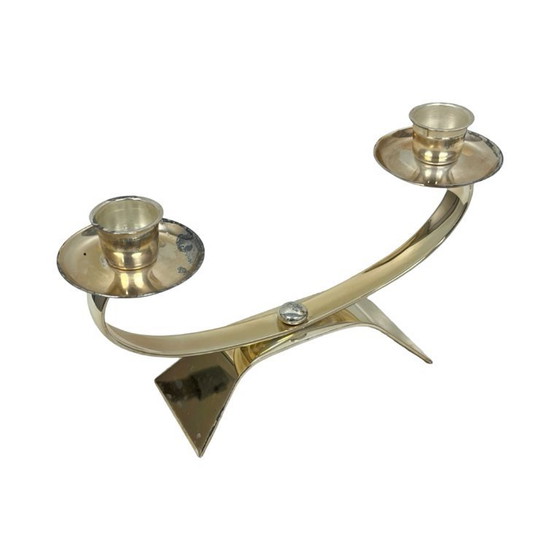 Image 1 of Vintage modernist WMF two-arm candle holder, Radtke model (1958), silver-plated, 1960s.