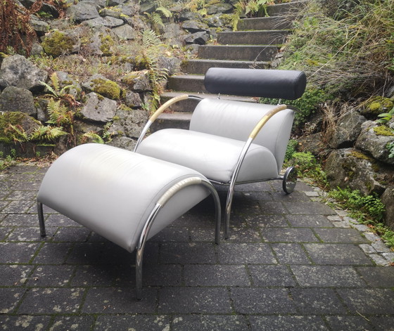 COR „Zyklus“ Lounge Chair & Ottoman, Design Peter Maly (1984), Armchairs, Leather, Black (photo 2 of 12)