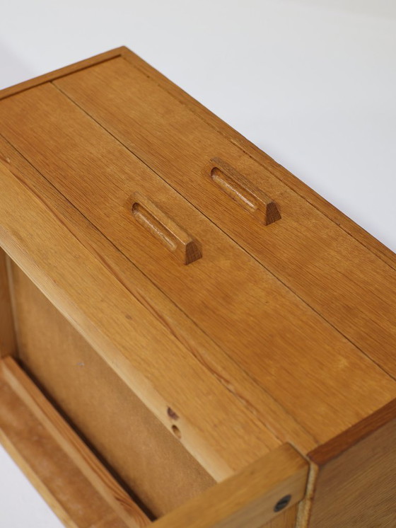 Image 1 of Hallway bench chest of drawers Swedish vintage oak