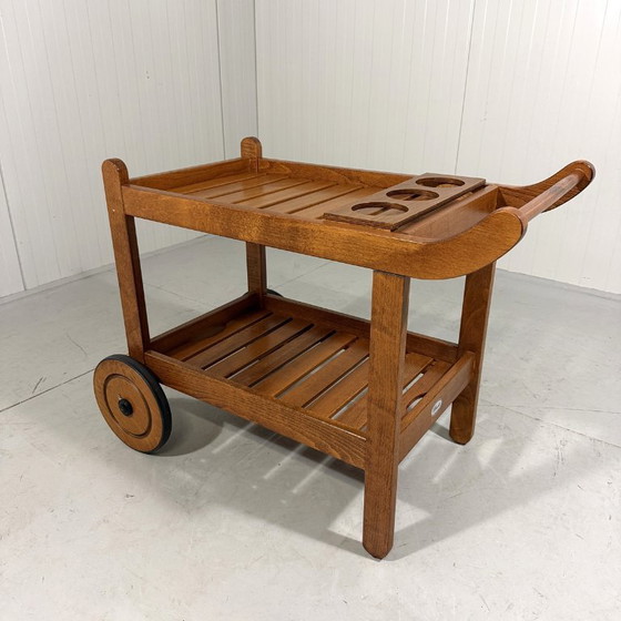 Image 1 of Chariot de jardin classique en bois Herlag, chariot de service des années 1980