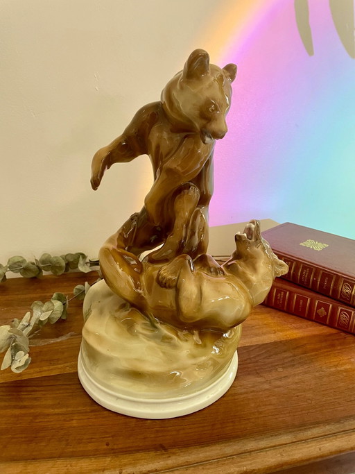 Zsolnay Hungary Bear Sculpture