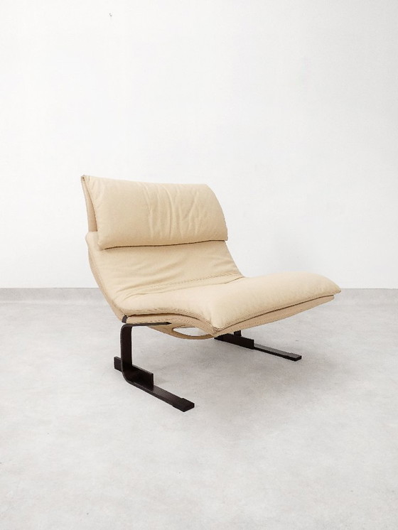 Image 1 of  Saporiti Onda Stuhl – cremefarbenes Leder 