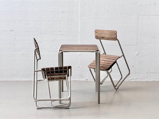 Image 1 of IKEA FURUÖN tuinset met tafel, 2 stoelen en 2 krukjes, gemaakt van acaciahout.