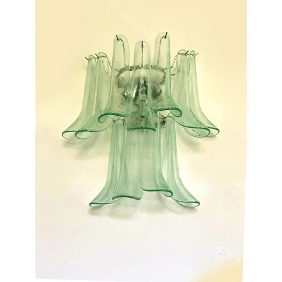 Image 1 of Coppia di applique italiane contemporanee in vetro di Murano “Selle” con tonalità verde acqua