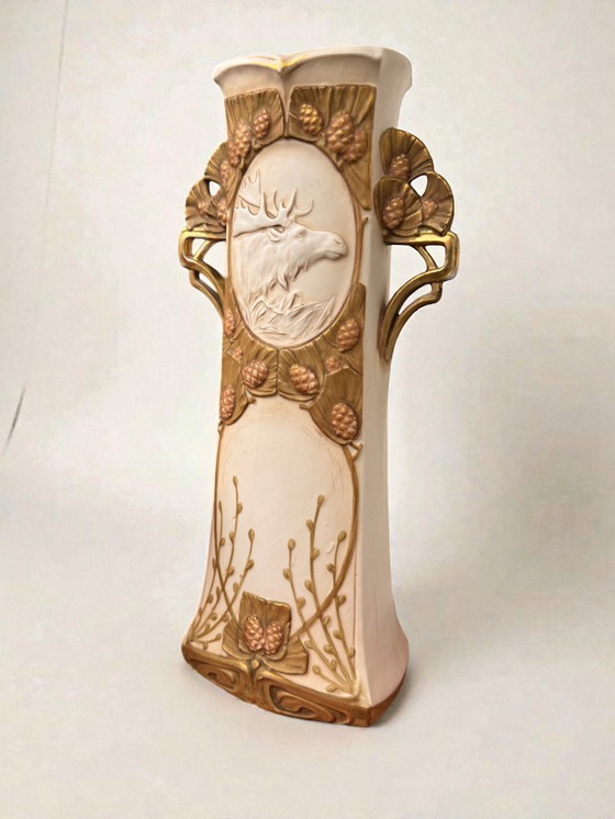 Image 1 of Art Nouveau vaas Royal Dux Bohemia hert 1900 - H.41cm