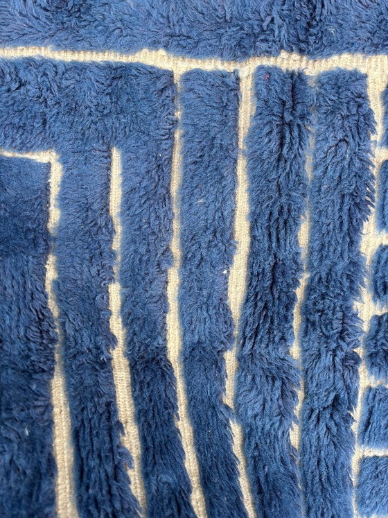 Image 1 of Tapis berbère bleu marocain Mrirt en laine 190x240 cm – Tapis berbère tissé à la main