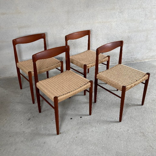 4x Sedie da pranzo H. W. Klein per Bramin - Teak Papercord